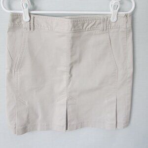 LOFT beige pleated hem cotton above knee length skirt *Sz 8*